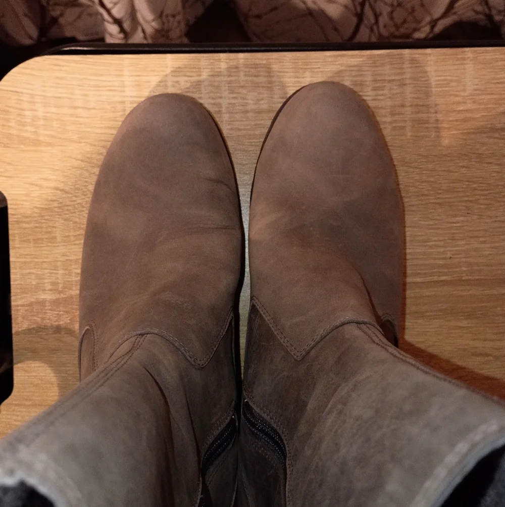 UGG Women's‎ Soft Gray Leather Wedge Boots- Waterproof